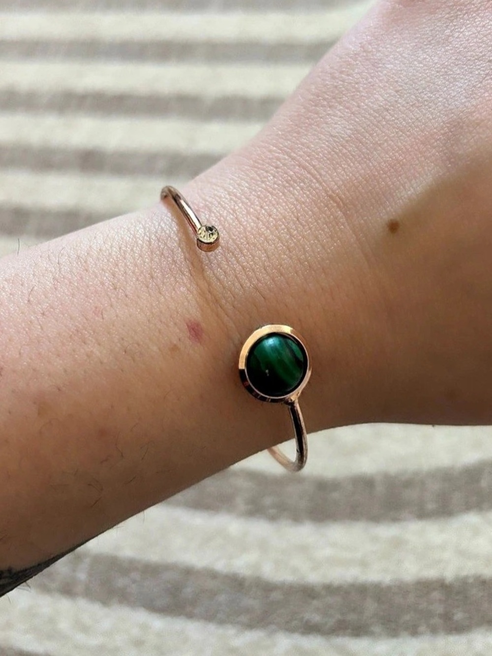 5/$25 Green Stone Gold-Tone Cuff Bangle Bracelet